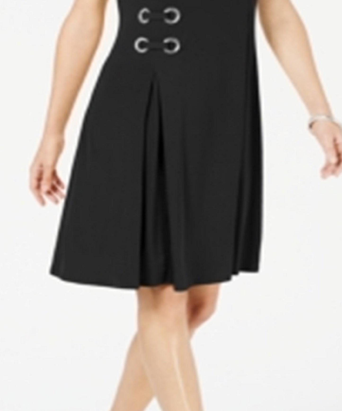 Vestido feminino com ilhós e alças finas, preto, tamanho pequeno, da coleção JM