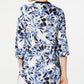 Blusa feminina com botões contrastantes e fenda estampada, tamanho pequeno, azul, para usar no trabalho