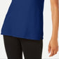 JM Collection Suéter feminino sem mangas com gola alta, azul, tamanho XX-G