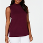 JM Collection Suéter feminino sem mangas com gola alta, roxo, tamanho grande