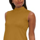 JM Collection Suéter feminino sem mangas com gola alta, amarelo escuro, tamanho XX-G