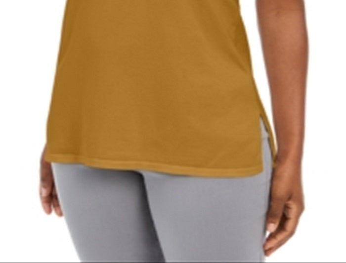 JM Collection Suéter feminino sem mangas com gola alta, amarelo escuro, tamanho XX-G