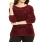 Karen Scott Suéter Feminino Gola Canoa Chenille Vermelho Tamanho XX-G