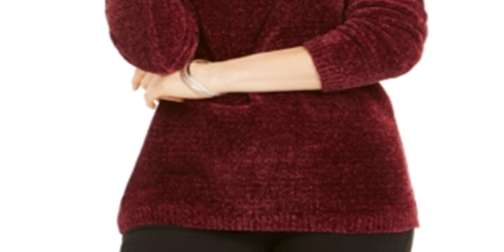 Karen Scott Suéter Feminino Gola Canoa Chenille Vermelho Tamanho XX-G