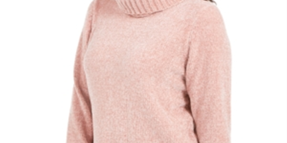 Karen Scott Suéter Feminino de Gola Falsa em Chenille Rosa Tamanho P