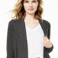 Cardigan feminino de cashmere Nicki com frente aberta, cinza, tamanho grande, Charter Club