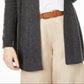 Cardigan feminino de cashmere Nicki com frente aberta, cinza, tamanho grande, Charter Club