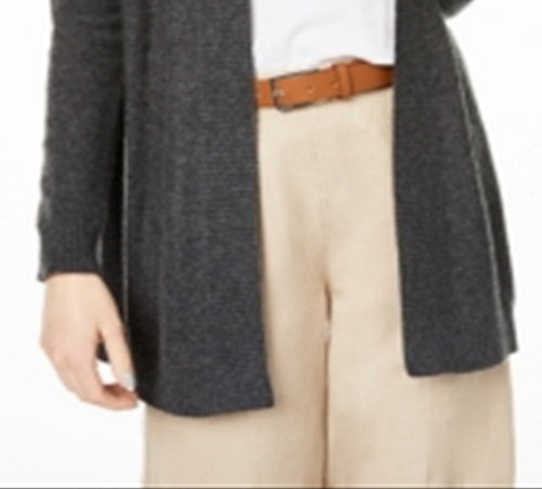 Cardigan feminino de cashmere Nicki com frente aberta, cinza, tamanho grande, Charter Club