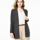 Cardigan feminino de cashmere Nicki com frente aberta, cinza, tamanho grande, Charter Club