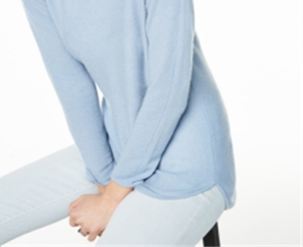 Suéter feminino Charter Club Pure Cashmere manga comprida, azul, tamanho X-S