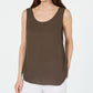Blusa feminina Alfani sem mangas com decote redondo, marrom, tamanho extragrande