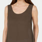 Blusa feminina Alfani sem mangas com decote redondo, marrom, tamanho extragrande