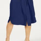 Vestido-camisa feminino Alfani com manga 3/4 e cinto, azul, tamanho 14, pequeno