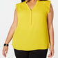 Blusa Alfani Feminina Plus Size Pregueada Amarela Tamanho 0X