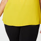 Blusa Alfani Feminina Plus Size Pregueada Amarela Tamanho 0X