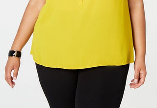 Blusa Alfani Feminina Plus Size Pregueada Amarela Tamanho 0X