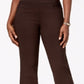 Calça feminina JM Collection com controle de barriga e perna reta, marrom, tamanho médio