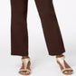Calça feminina JM Collection com controle de barriga e perna reta, marrom, tamanho médio