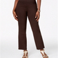 Calça feminina JM Collection com controle de barriga e perna reta, marrom, tamanho médio