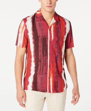 Camisa de acampamento listrada tie-dye masculina INC International Concepts, tamanho XXX-G, rosa, ajuste regular