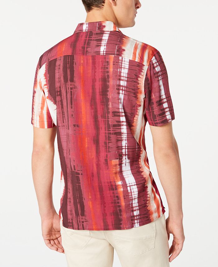 Camisa de acampamento listrada tie-dye masculina INC International Concepts, tamanho XXX-G, rosa, ajuste regular
