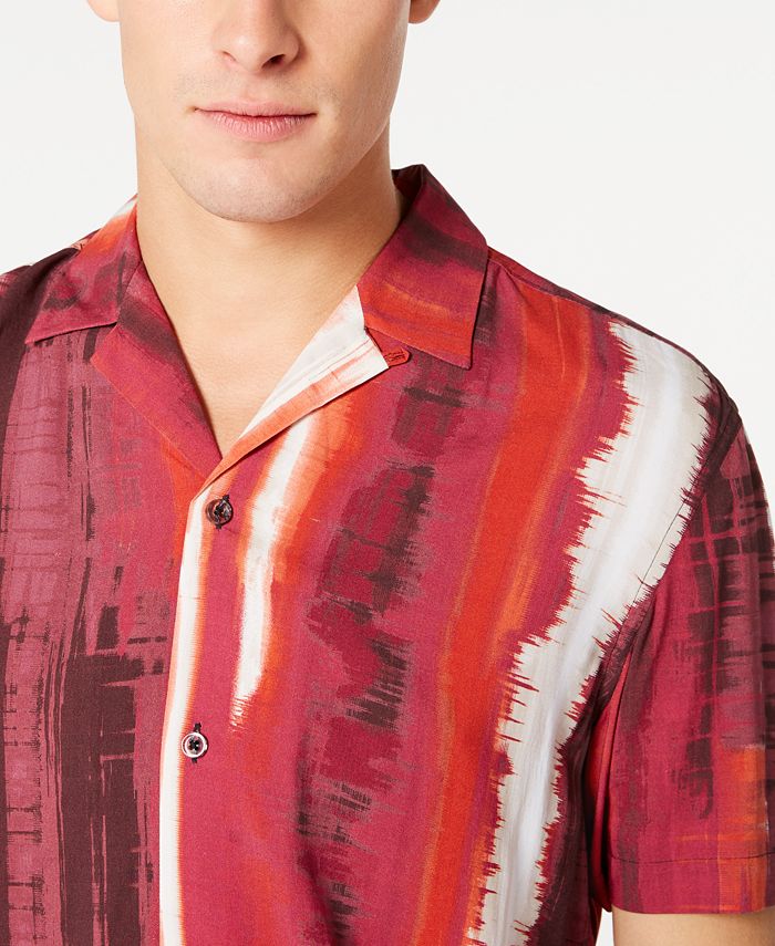 Camisa de acampamento listrada tie-dye masculina INC International Concepts, tamanho XXX-G, rosa, ajuste regular