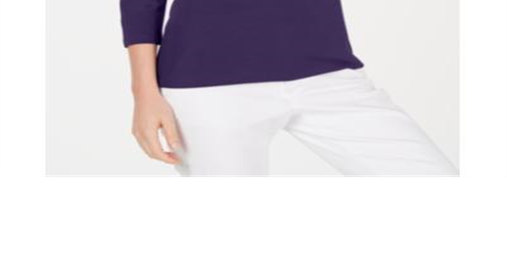 Karen Scott Blusa feminina de algodão com manga 3/4, roxa, tamanho pequeno