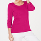 Blusa feminina Karen Scott de algodão com manga 3/4, roxa, tamanho X-S