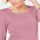 Blusa feminina Karen Scott de algodão com manga 3/4, rosa, tamanho XX-G