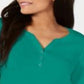 Karen Scott Top Henley de Algodão Feminino Azul Tamanho XX-G