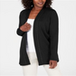 Karen Scott Cardigan Feminino de Algodão com Tachas e Frente Aberta, Preto, Tamanho Grande