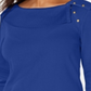 Blusa feminina Karen Scott de algodão com gola xale e botões, azul, tamanho grande