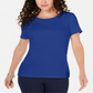 Camiseta feminina Karen Scott lisa azul tamanho X-G