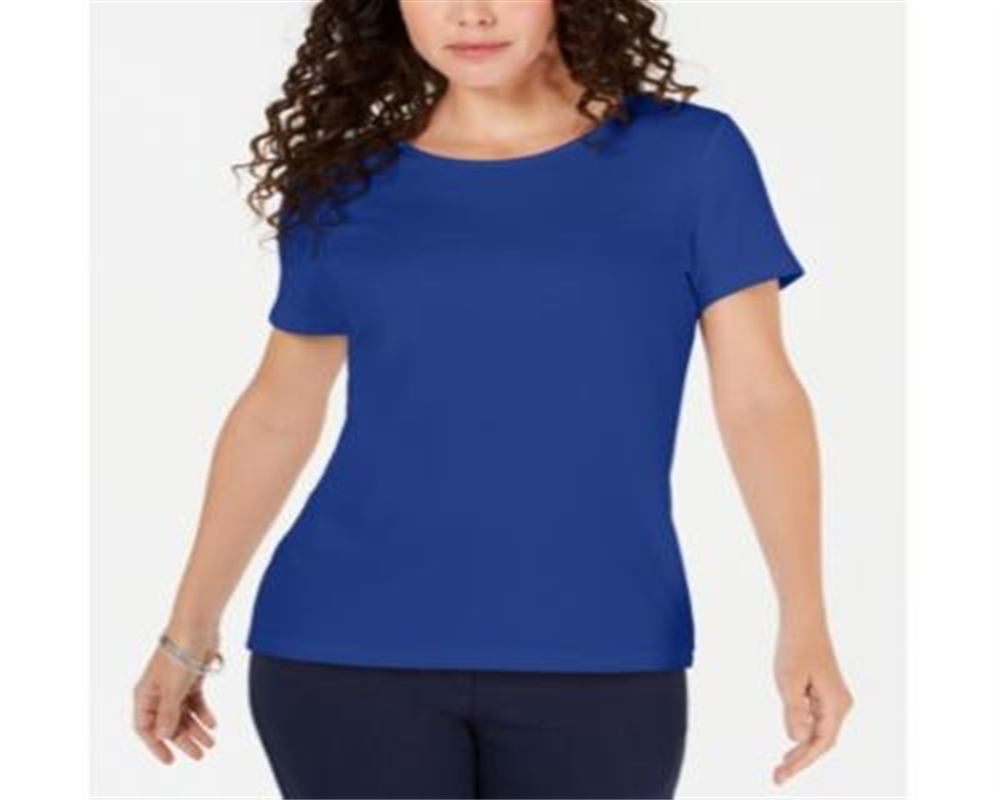 Camiseta feminina Karen Scott lisa azul tamanho X-G