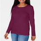 Karen Scott Blusa feminina com decote redondo e acabamento em cetim, roxa, tamanho XS