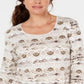 Karen Scott Blusa feminina aquarela com decote redondo, marrom, tamanho XX-G