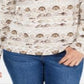 Karen Scott Blusa feminina aquarela com decote redondo, marrom, tamanho XX-G
