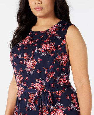 Vestido midi estampado feminino Charter Club azul tamanho médio