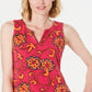 Blusa feminina sem mangas estampada Charter Club, rosa, tamanho X-S
