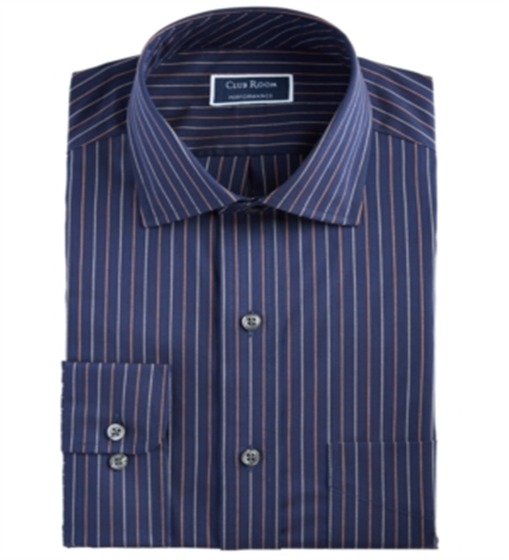 Camisa social masculina Club Room Rust Pinstriped Regular Fit Azul Tamanho 16,5X32X33