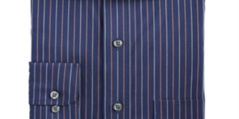 Camisa social masculina Club Room Rust Pinstriped Regular Fit Azul Tamanho 16,5X32X33