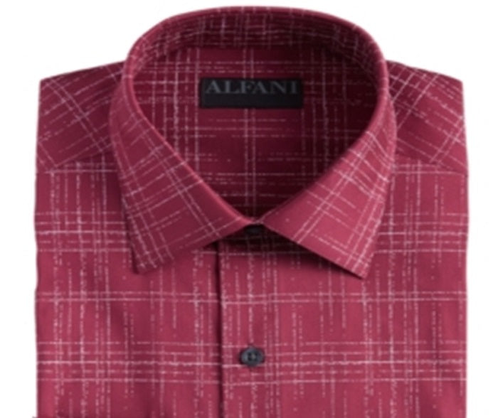 Camisa social Alfani masculina slim fit performance stretch moderna com estampa slub vermelha tamanho M