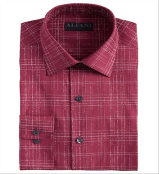 Camisa social Alfani masculina slim fit performance stretch moderna com estampa slub vermelha tamanho M