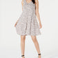 Vestido feminino com alças cruzadas e estampa estilo &amp; co, marrom, tamanho médio