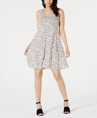 Vestido feminino com alças cruzadas e estampa estilo &amp; co, marrom, tamanho médio