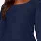 Karen Scott Blusa feminina de algodão com decote redondo, azul, tamanho pequeno e pequeno