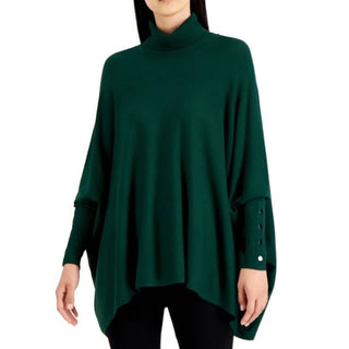 Poncho de gola alta Alfani verde tamanho 2X