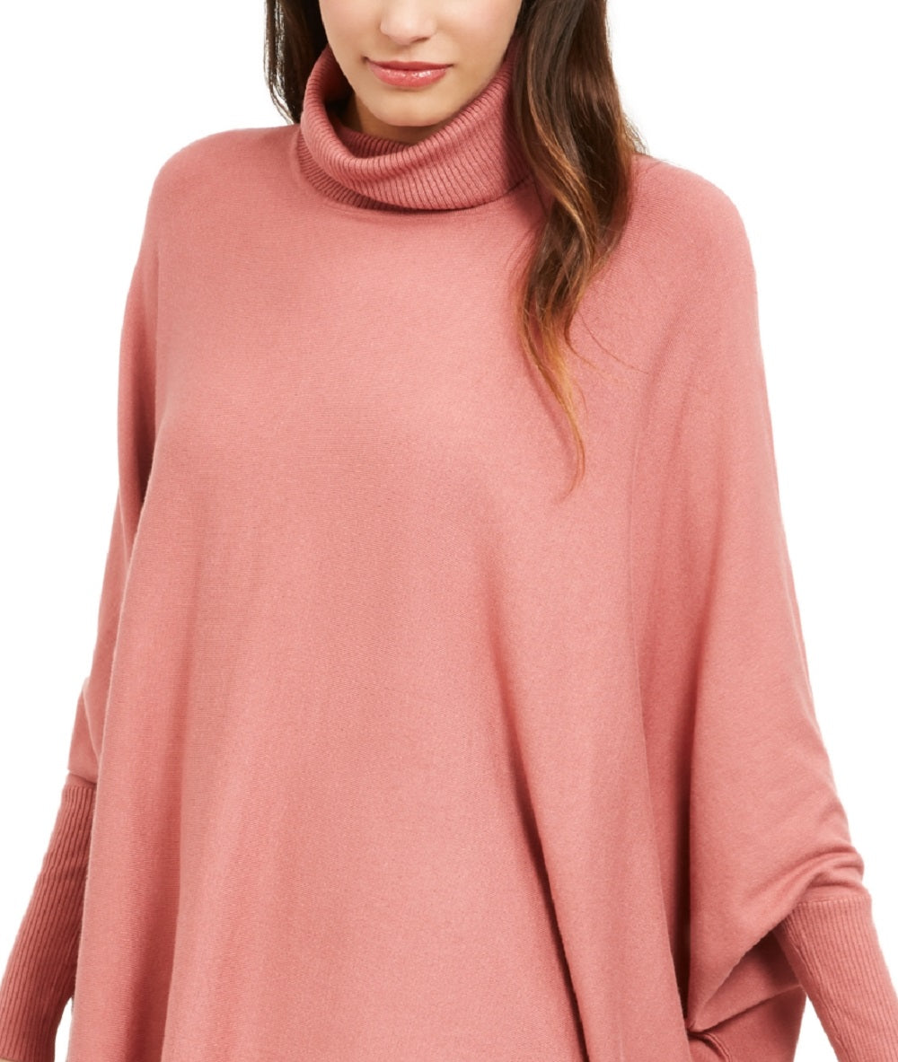 Alfani Poncho Suéter Feminino Gola Alta Rosa Tamanho Grande