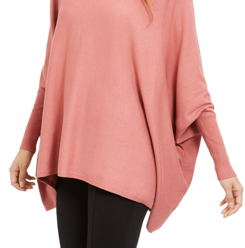 Alfani Poncho Suéter Feminino Gola Alta Rosa Tamanho Grande