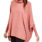 Alfani Poncho Suéter Feminino Gola Alta Rosa Tamanho Grande